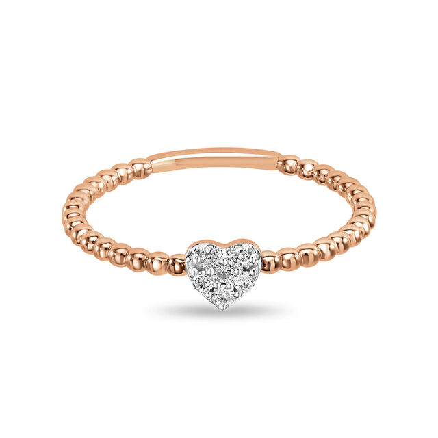 14kt Rose Gold Heart Shaped Diamond Ring,,hi-res image number null
