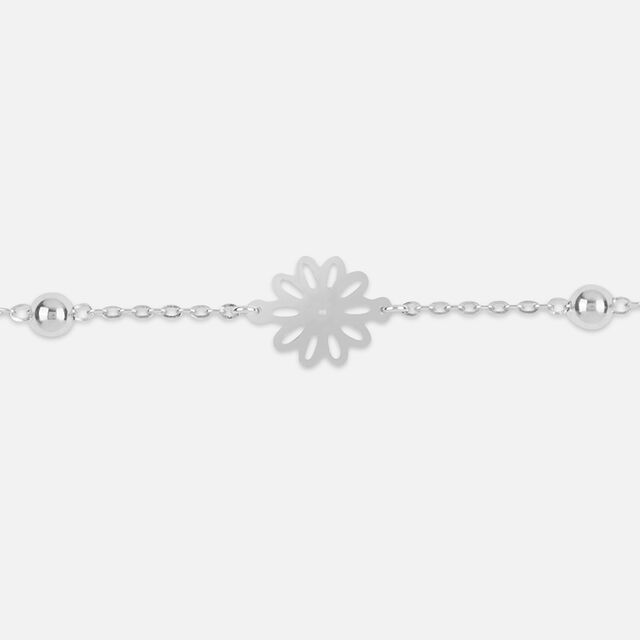 Floral Link Silver Anklet,,hi-res image number null