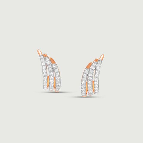 Gleaming Streak Diamond Hoop Earrings