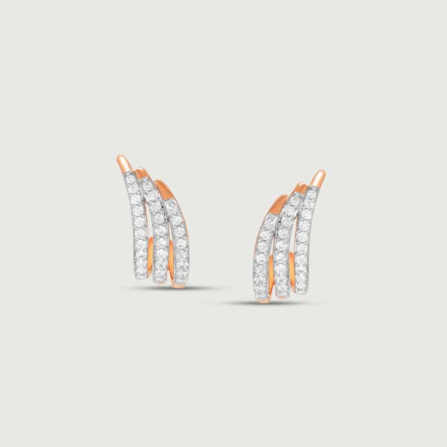Gleaming Streak Diamond Hoop Earrings,,hi-res image number null