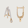 Layered Luxe Gold & Diamond Hoop Earrings,,hi-res view 4