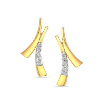 14 KT Yellow Gold Radiant Arch Diamond Stud Earrings