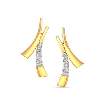 14 KT Yellow Gold Radiant Arch Diamond Stud Earrings