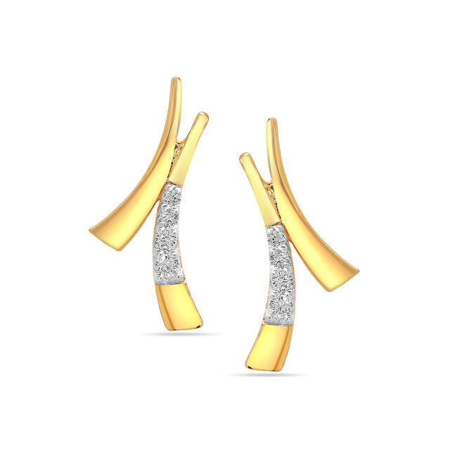 14 KT Yellow Gold Radiant Arch Diamond Stud Earrings,,hi-res image number null