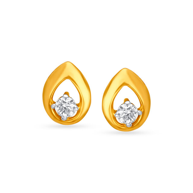 Dainty Bud Shaped Diamond Stud Earrings,,hi-res view 1
