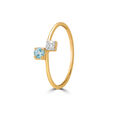 14KT Yellow Gold Azure Blue Topaz And Diamond Finger Ring,,hi-res view 3