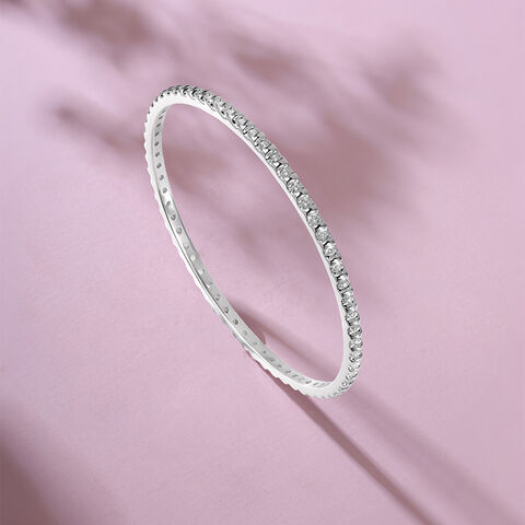 Dainty Sparkling Silver Bangle