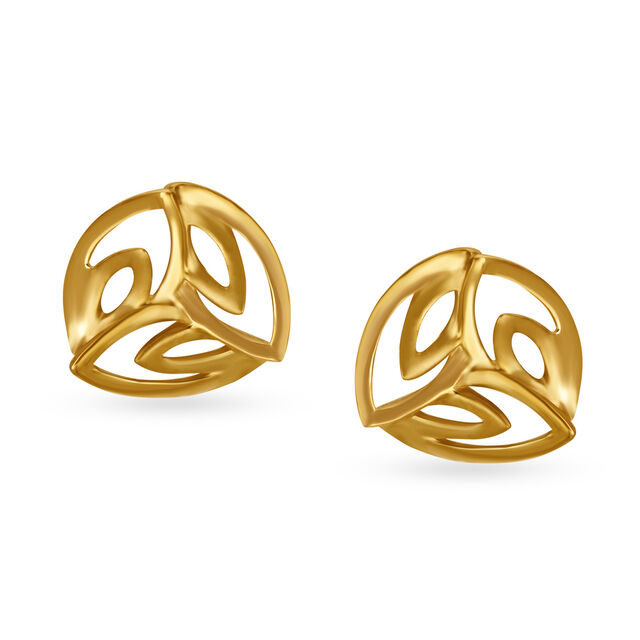 Mia by Tanishq 14KT Yellow Gold Stud Earrings with Floral Design,,hi-res view 1