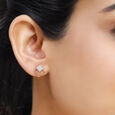 14KT  Yellow Gold Sparkling Trio of Rhombus Diamond Stud Earring,,hi-res view 1