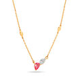 14 KT Yellow Gold Romantic Drops Pink Sapphire and Diamond Necklace,,hi-res view 1