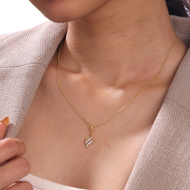 Flowing Wave Gold & Diamond Pendant,,hi-res image number null