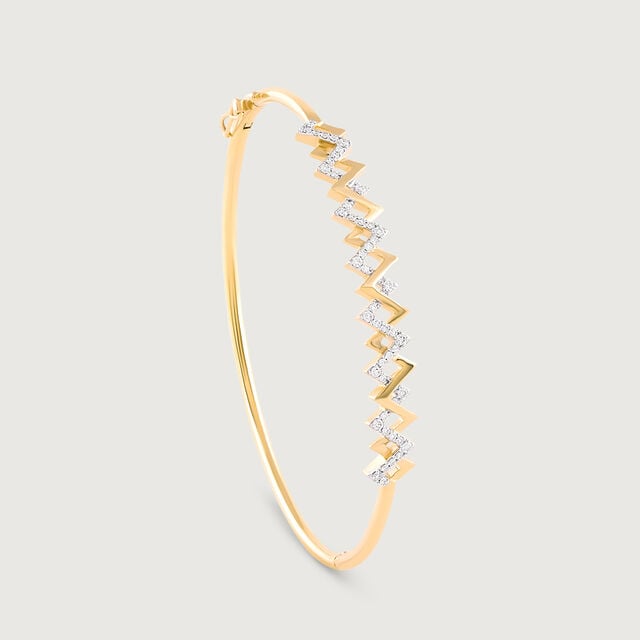 Rhythmic Twist Gold & Diamond Bangle,,hi-res image number null