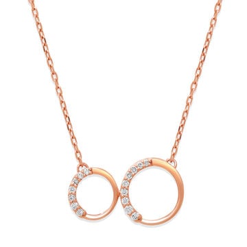 14KT Rose Gold Shimmering Circles Diamond Pendant with Chain