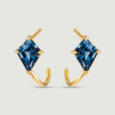 Azure Rays Topaz Gold Hoop Earrings