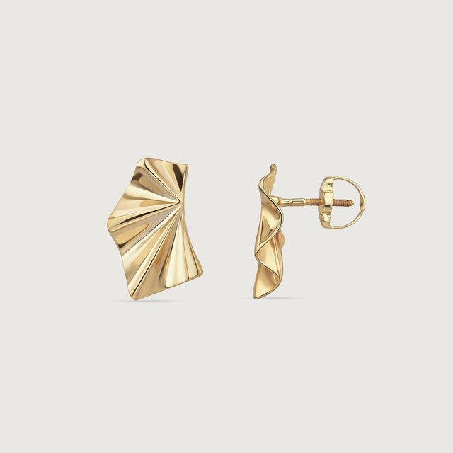 Radiant Fold Gold Stud Earrings,,hi-res image number null