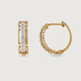 Glam Bold Gold & Diamond Hoop Earrings,,hi-res view 4