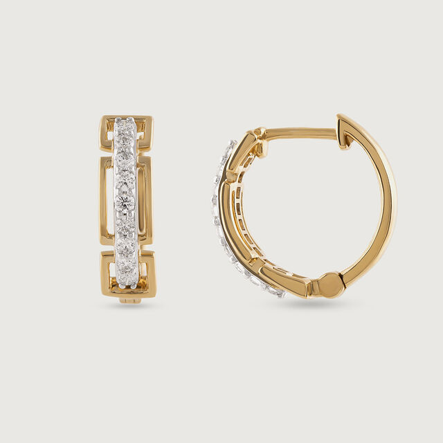 Glam Bold Gold & Diamond Hoop Earrings,,hi-res image number null