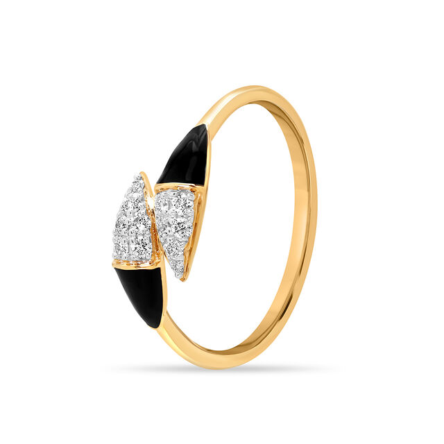 18KT Yellow Gold Sleek Diamond Ring,,hi-res image number null