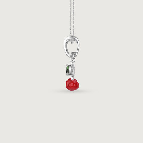 Red Cherry Silver Pendant
