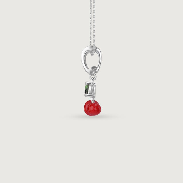 Red Cherry Silver Pendant,,hi-res image number null