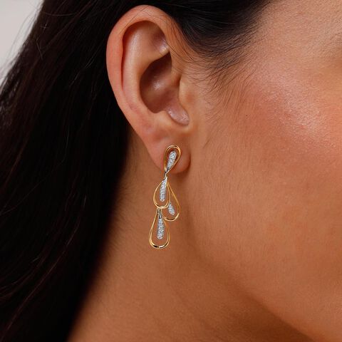 Fluid Elegance Diamond Drop Earrings