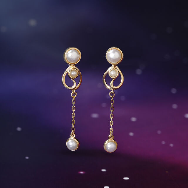 Swirling Pearls 14KT Drop Earrings,,hi-res image number null