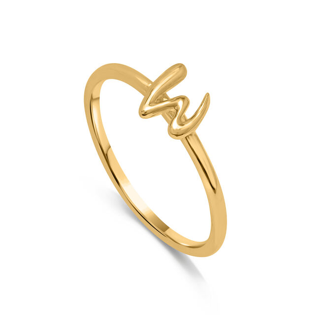 Letter W 14KT Yellow Gold Initial Ring,,hi-res image number null