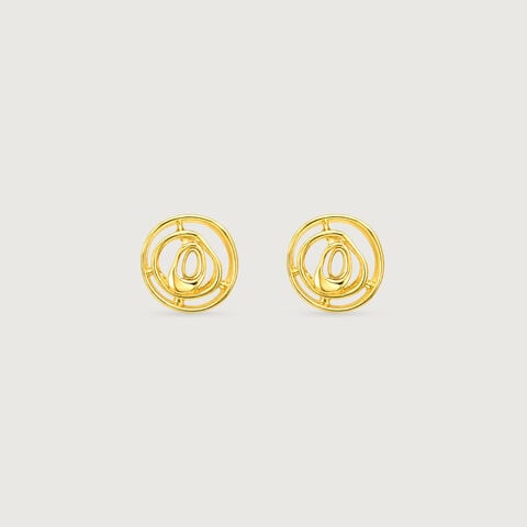 Serene Ripple Gold Stud Earrings