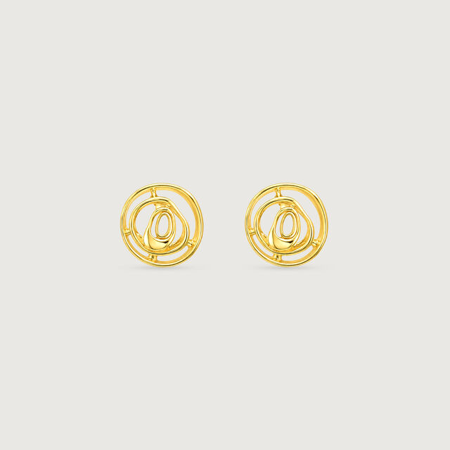 Serene Ripple Gold Stud Earrings,,hi-res image number null