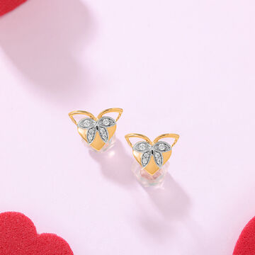 Ballet of Heart 14KT Pure Gold & Diamond Stud Earrings