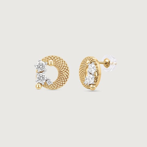 Textured Orbit Diamond Stud Earrings