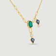 Delicate Luminous Onyx and Topaz Lariat Necklace,,hi-res view 1