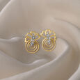 Floral Swirls 14 Kt Gold & Diamond Stud Earrings,,hi-res view 1
