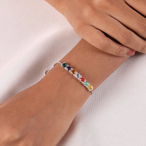 Rainbow Sparkle Multi-Coloured Silver Bracelet