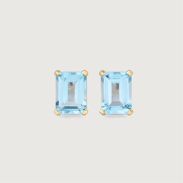 Chic Structured Blue Topaz Gold Stud Earrings,,hi-res image number null
