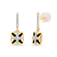 18 KT Yellow Gold Geometric Sparkle Diamond Drop Earrings,,hi-res view 2