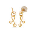 14KT Yellow Gold Elegant Swirls Pearl Drop Earrings,,hi-res view 2