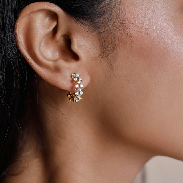 Graphic Triple Row Sapphire and Ruby Hoop Earrings,,hi-res image number null