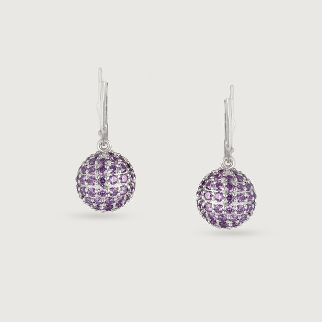 Amethyst Lustre Silver Hoop Earrings for Women,,hi-res image number null