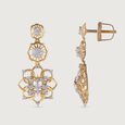 Crochet Sparkle Gold and Diamond Drop Earrings,,hi-res view 4