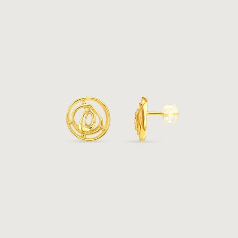 Serene Ripple Gold Stud Earrings