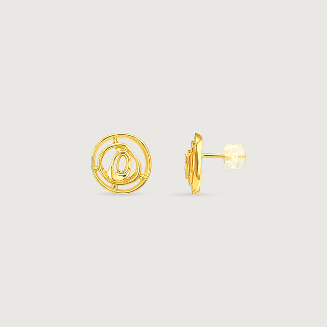 Serene Ripple Gold Stud Earrings,,hi-res image number null