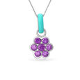 925 Silver Glitzy Floral Pendant with Amethysts,,hi-res view 1