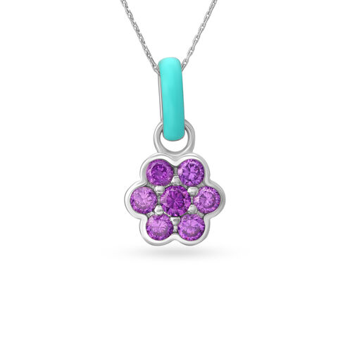 925 Silver Glitzy Floral Pendant with Amethysts