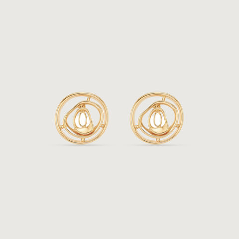 Serene Ripple Gold Stud Earrings