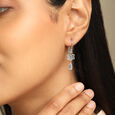 Crystal Glow Silver Hoop Earrings,,hi-res view 2