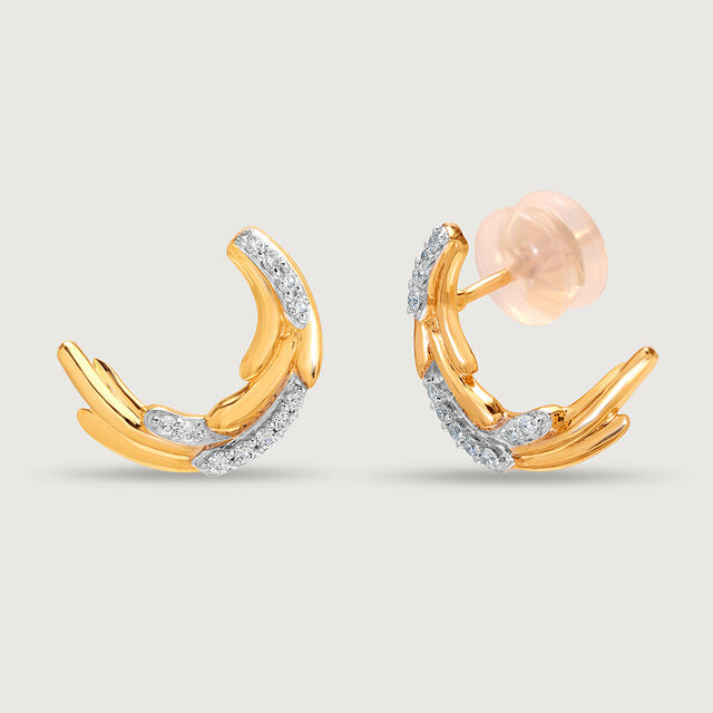 Sparkling Feather 14KT Gold & Diamond Stud Earring,,hi-res image number null