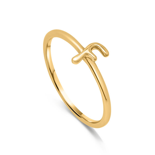 Letter F 14KT Yellow Gold Initial Ring,,hi-res view 4