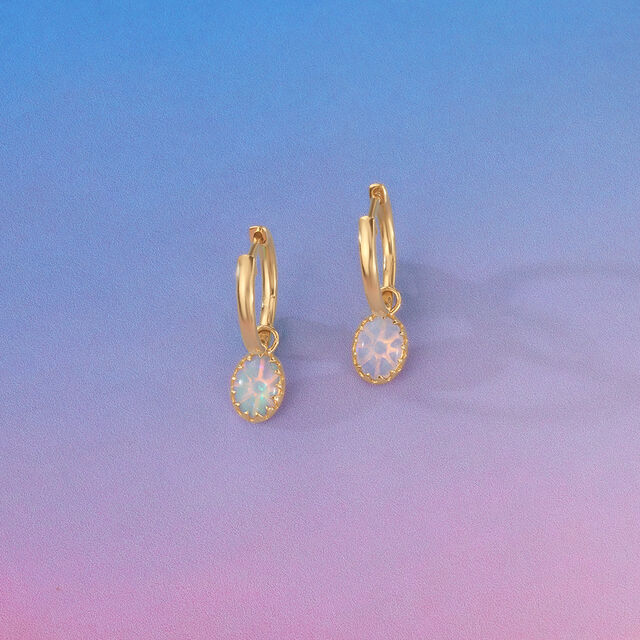 Sun Glow Opal Gold Hoop Earrings,,hi-res image number null