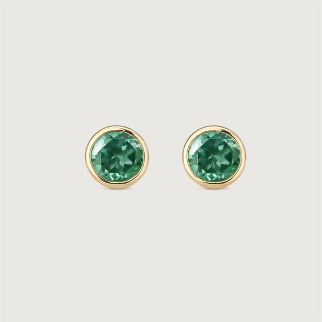 Refined Polished Emerald Gold Stud Earrings,,hi-res image number null